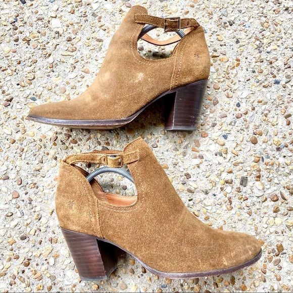 Frye Women’s Meghan Suede Chestnut Cutout Booties Ankle Boots Size 9 - Picture 1 of 9